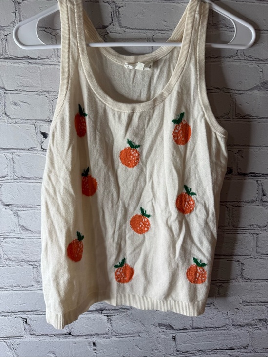 LOFT Tops - Lou and grey for Loft Cream Knit Tank with Orange Fruit Knit Motif small